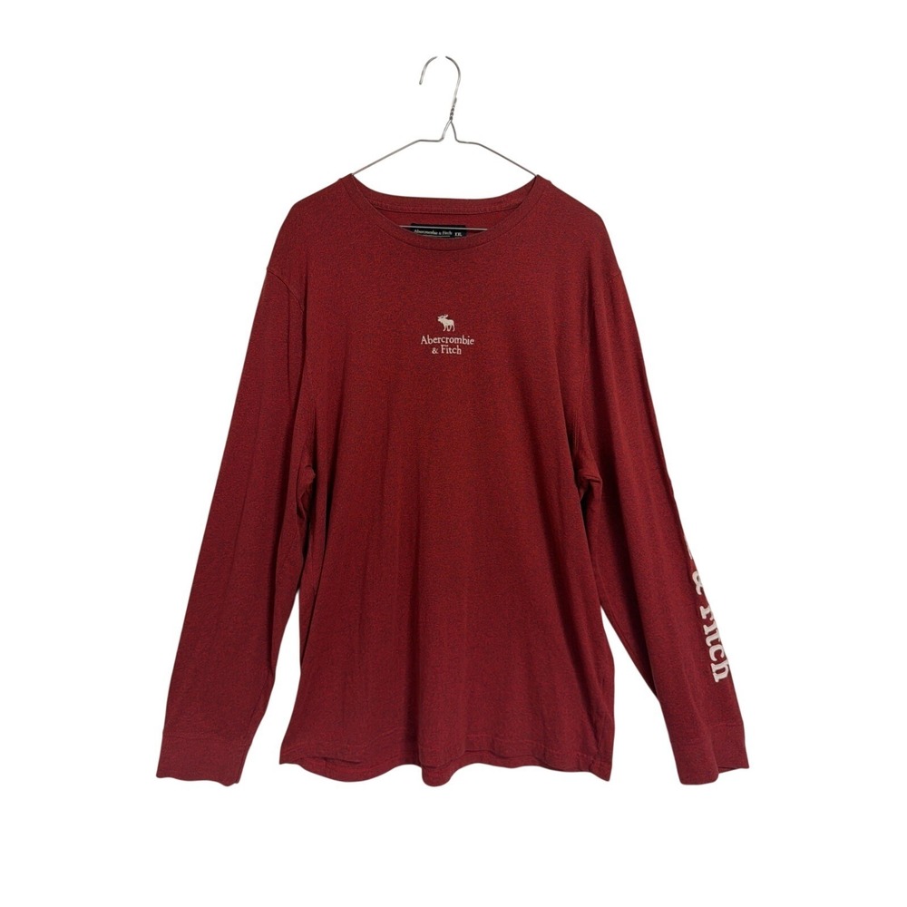 Abercrombie‎ & Fitch Mens XXL Soft A&F Tee Long Sleeve Heather Burgundy Red Logo